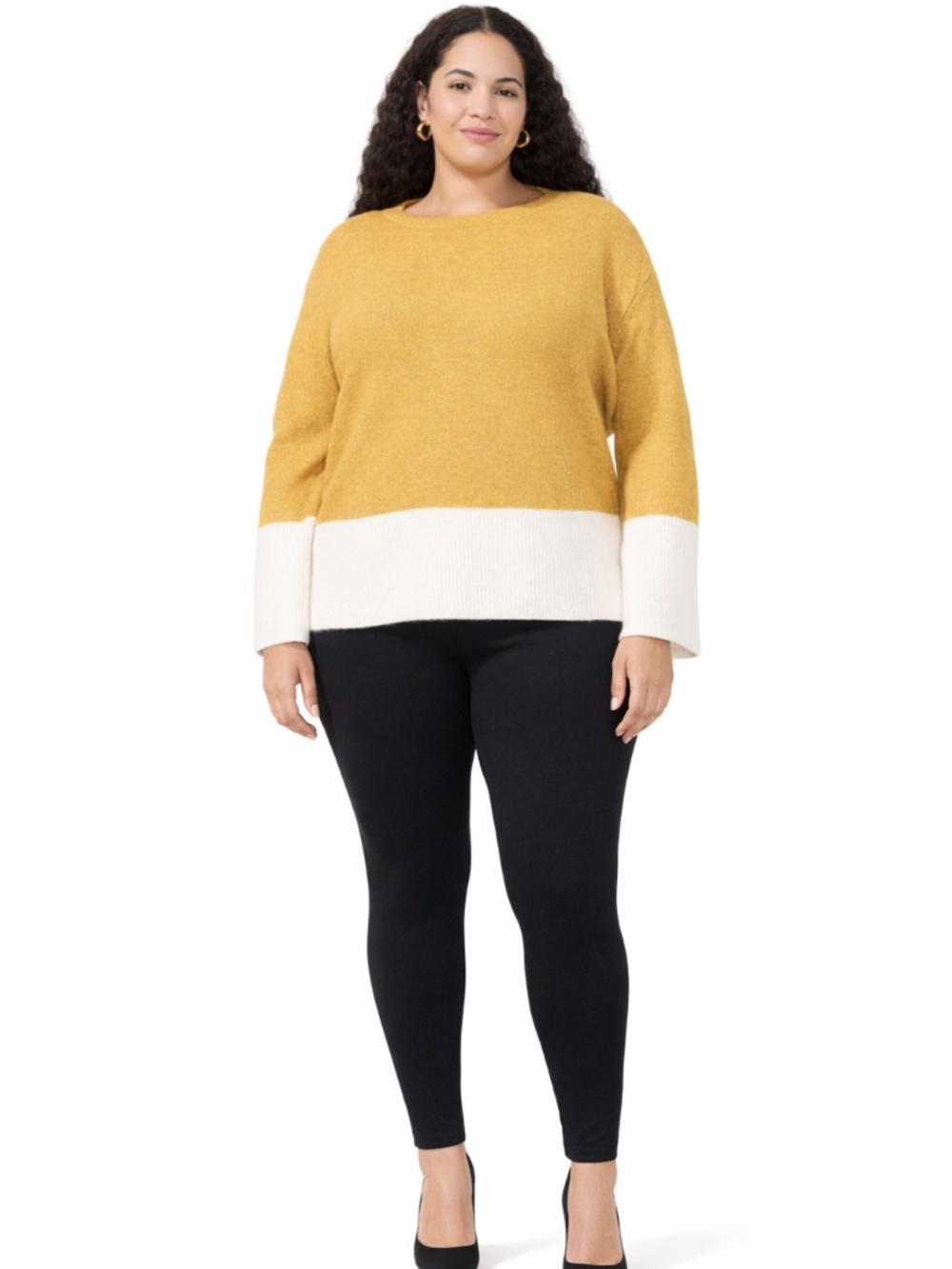 Vince Camuto Plus Size 3X Colorblocked Crewneck Sweater - Amber NWT
